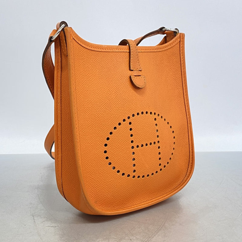 【6eb1760】エルメス ショルダーバッグ エヴリンTPM ヴォーエプソン オレンジ シルバー金具 □H刻印【中古】レディース