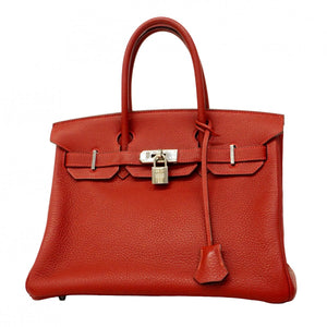 ★SALE【6eb1782】エルメス ハンドバッグ バーキン30 トゴ ルージュヴィフ シルバー金具 □K刻印【中古】レディース
