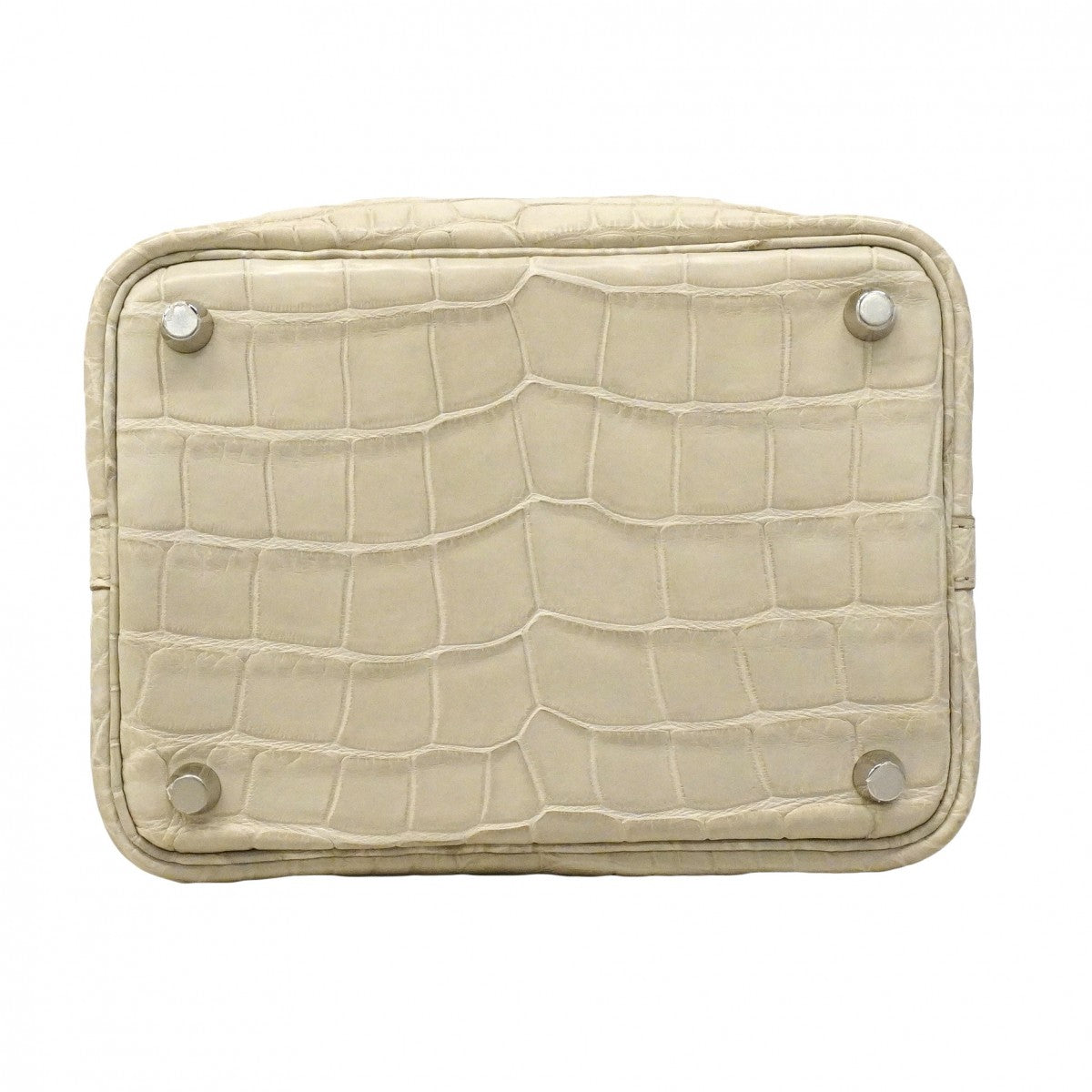 ★SALE【6ec1882-g】エルメス ハンドバッグ ピコタンロックPM アリゲーターマット べトン シルバー金具 Z刻印【中古】レディース