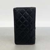 【6ec1915】シャネル 長財布 カンボン ラムスキン パテントレザー ブラック シルバー金具【中古】レディース