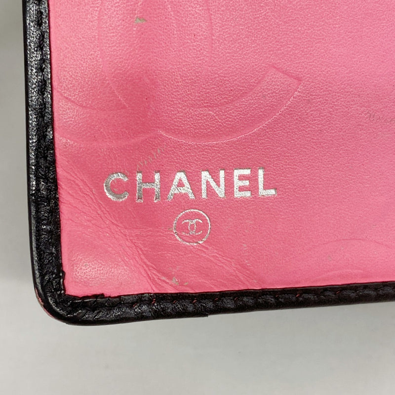 【6ec1915】シャネル 長財布 カンボン ラムスキン パテントレザー ブラック シルバー金具【中古】レディース