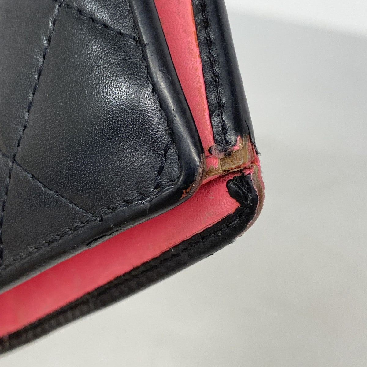 【6ec1915】シャネル 長財布 カンボン ラムスキン パテントレザー ブラック シルバー金具【中古】レディース