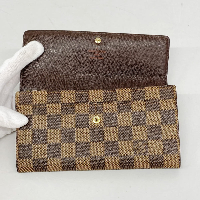 【6ec2027】ルイヴィトン 長財布 ダミエ ポシェットポルトモネクレディ N61725 エベヌ【中古】レディース