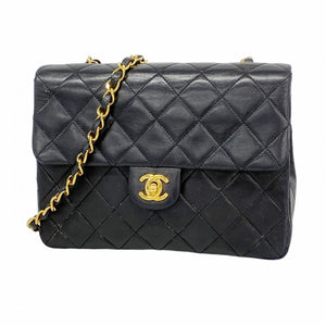 ★SALE【6ec2078】シャネル ショルダーバッグ ミニマトラッセ チェーンショルダー ラムスキン ブラック ゴールド金具【中古】レディース