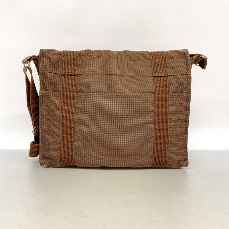 【6ec2148-k】エルメス ショルダーバッグ エールラインバサスMM キャンバス ブラウン シルバー金具【中古】メンズ レディース ユニセックス