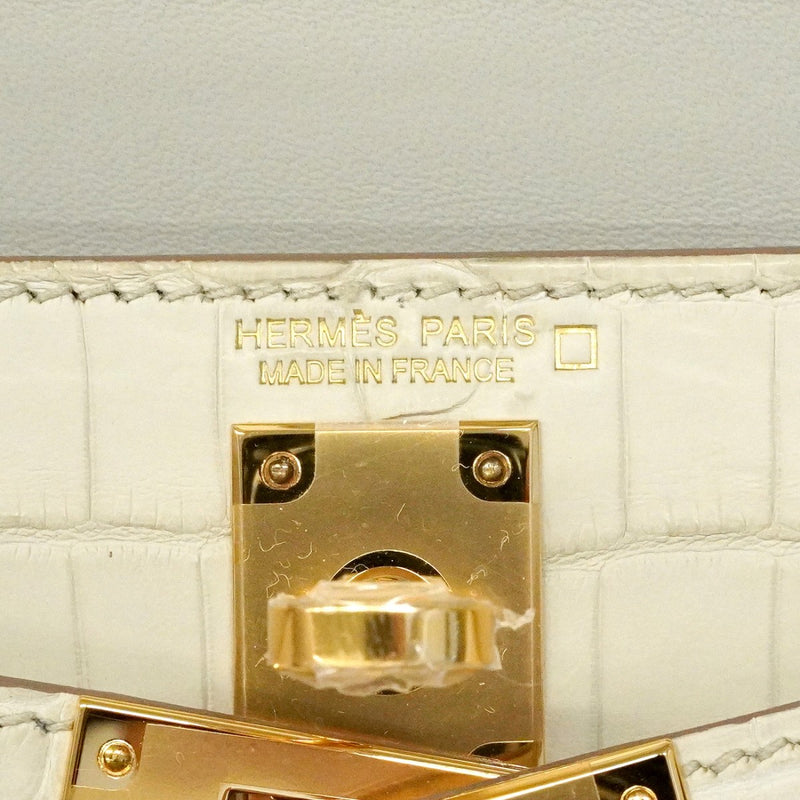 ★SALE【6ec2483-g】エルメス ハンドバッグ ミニケリー2 アリゲーターマット ベトン ゴールド金具 W刻印 2wayバッグ【中古】レディース