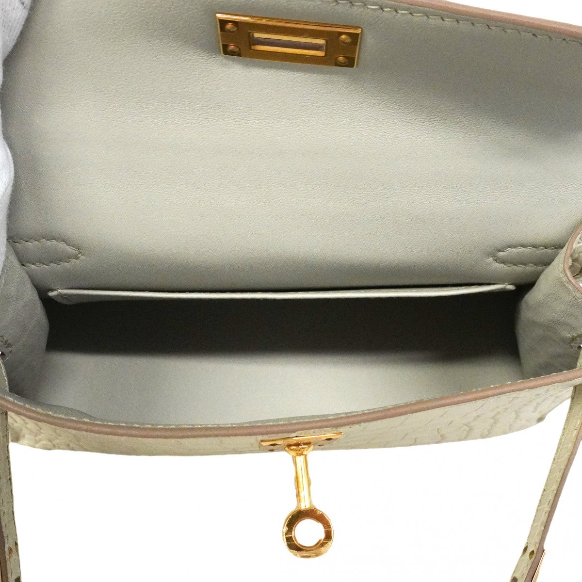 ★SALE【6ec2483-g】エルメス ハンドバッグ ミニケリー2 アリゲーターマット ベトン ゴールド金具 W刻印 2wayバッグ【中古】レディース