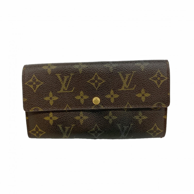 【6ec2716】ルイヴィトン 長財布 モノグラム ポシェットポルトモネクレディ M61725 ブラウン【中古】レディース