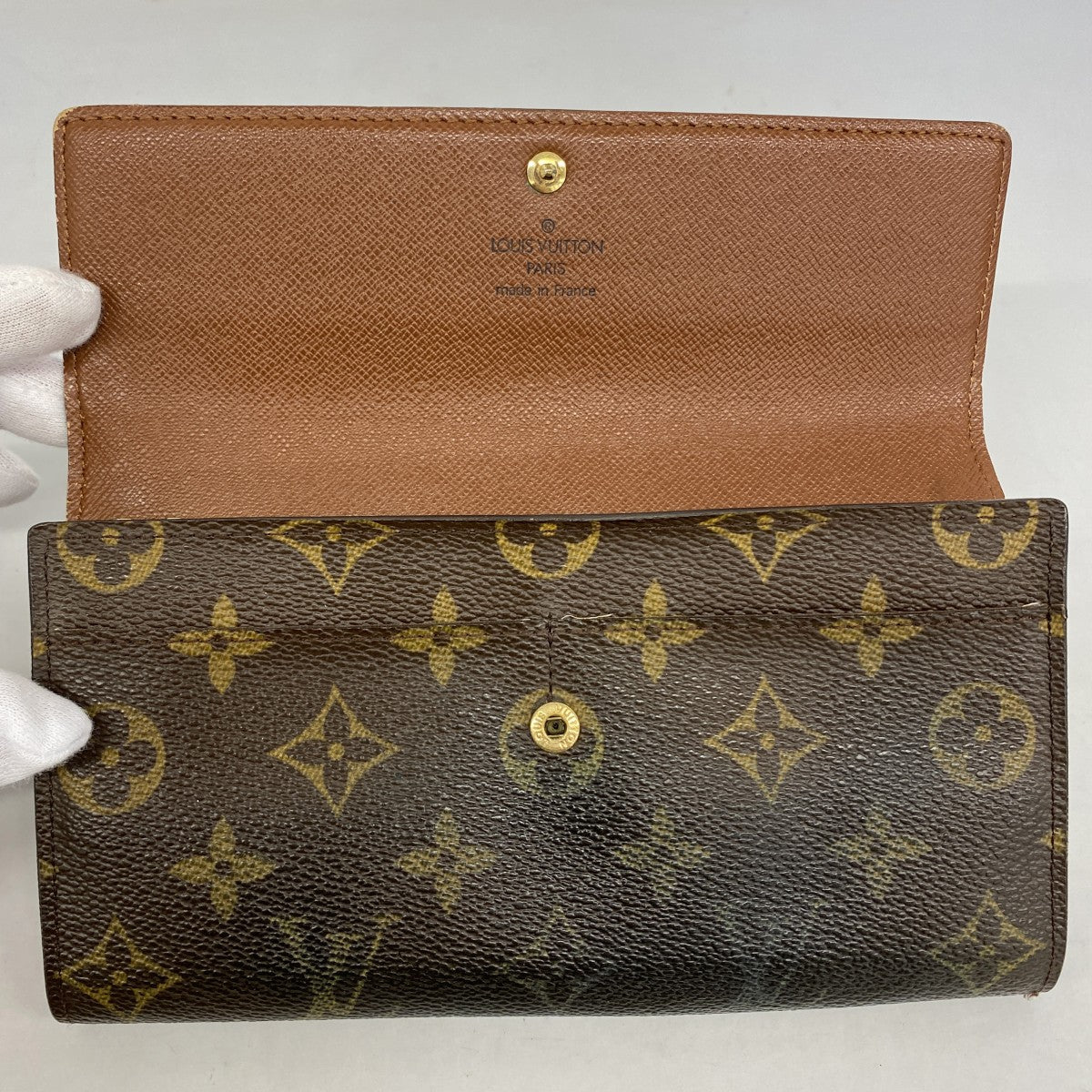 【6ec2716】ルイヴィトン 長財布 モノグラム ポシェットポルトモネクレディ M61725 ブラウン【中古】レディース