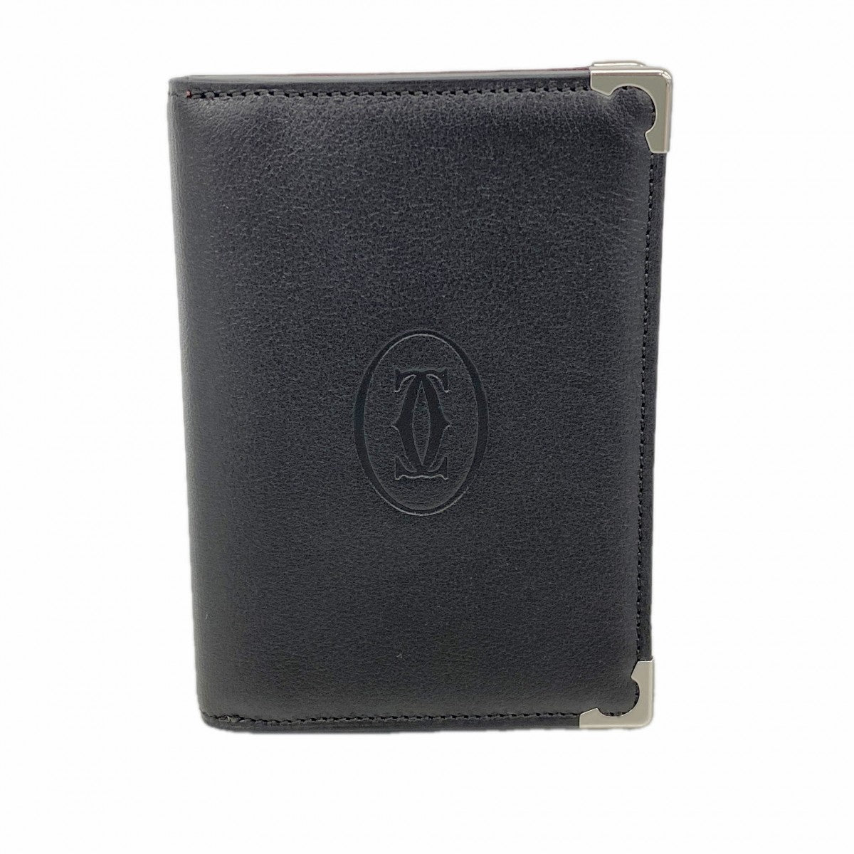 【6ec2786】カルティエ カードケース マスト レザー ブラック シルバー金具【中古】メンズ