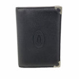 【6ec2786】カルティエ カードケース マスト レザー ブラック シルバー金具【中古】メンズ