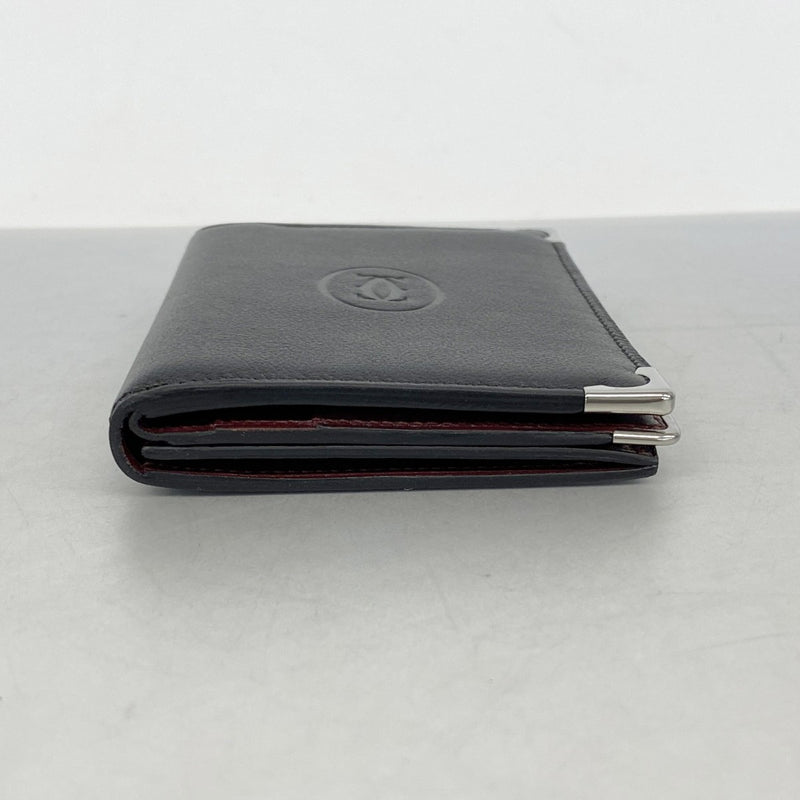 【6ec2786】カルティエ カードケース マスト レザー ブラック シルバー金具【中古】メンズ