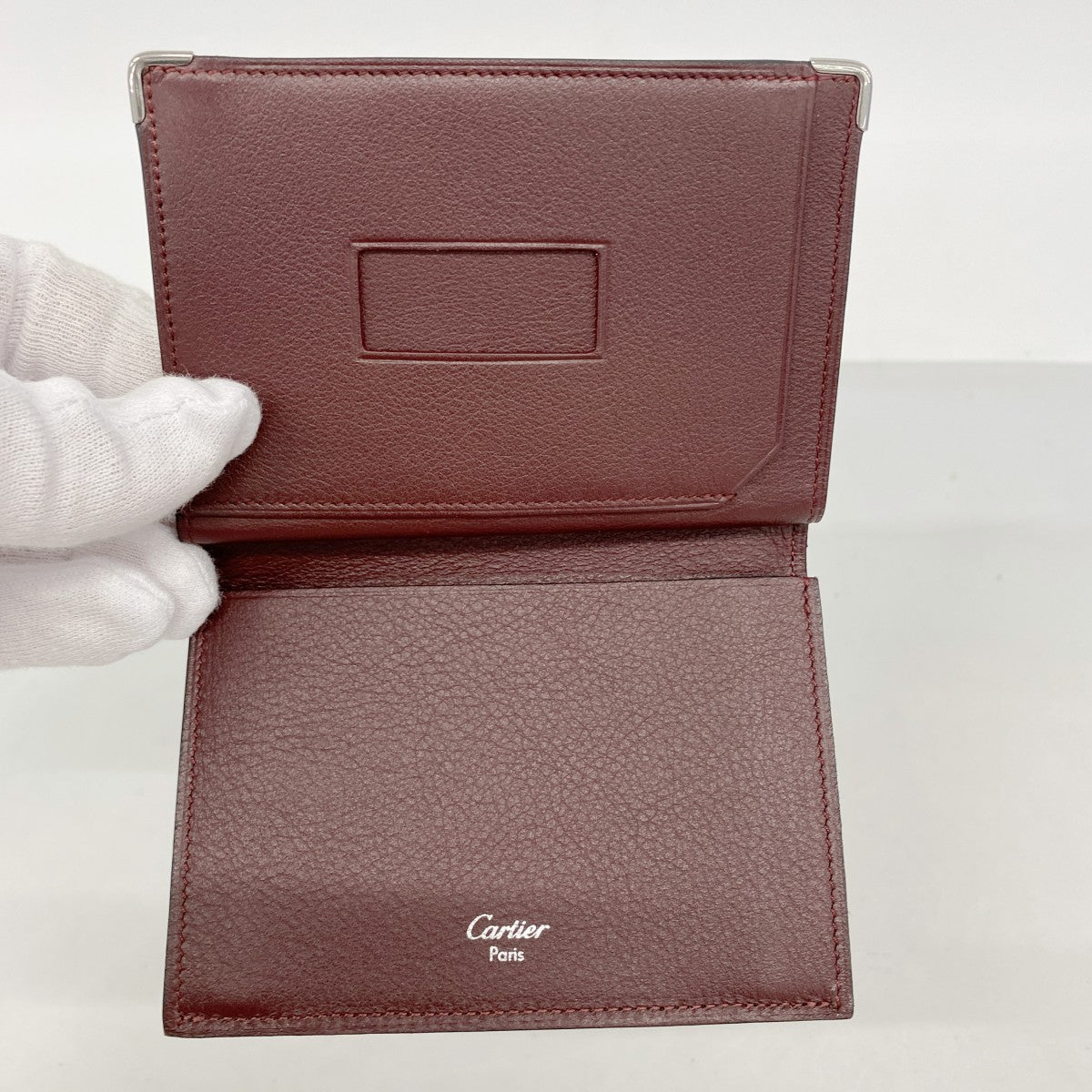 【6ec2786】カルティエ カードケース マスト レザー ブラック シルバー金具【中古】メンズ