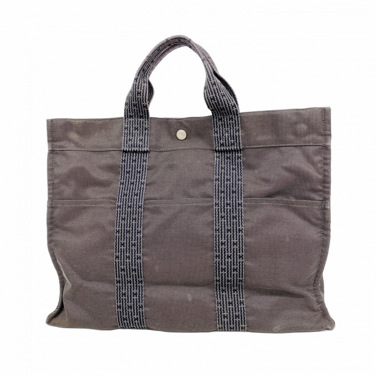 【6ec2795-k】エルメス トートバッグ エールラインMM キャンバス グレー シルバー金具【中古】メンズ レディース ユニセックス