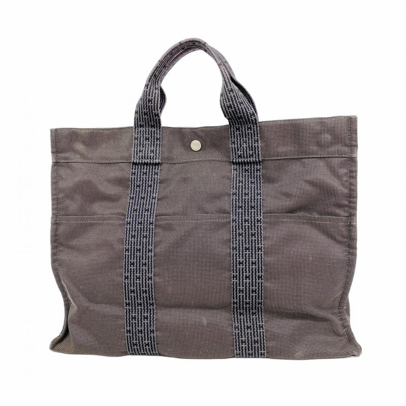 【6ec2795-k】エルメス トートバッグ エールラインMM キャンバス グレー シルバー金具【中古】メンズ レディース ユニセックス