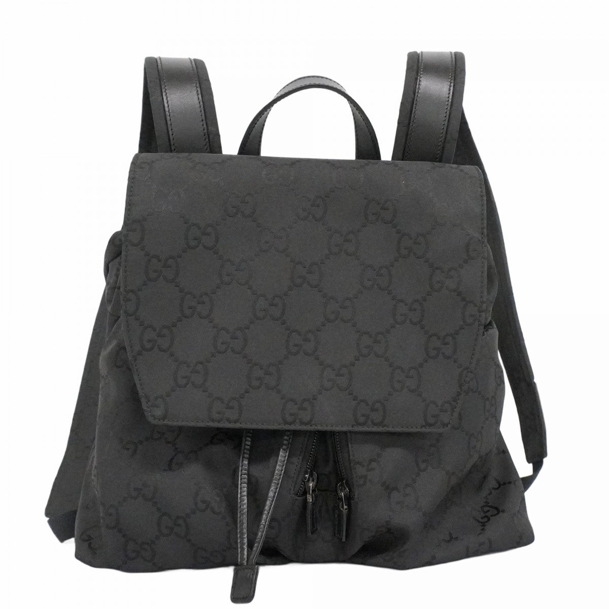 【6ec2857】グッチ リュック・デイパック GGナイロン 003 0238 ナイロン ブラック シルバー金具【中古】レディース