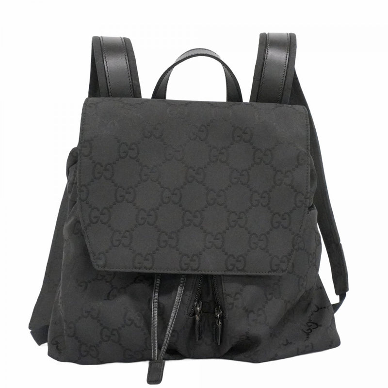 【6ec2857】グッチ リュック・デイパック GGナイロン 003 0238 ナイロン ブラック シルバー金具【中古】レディース