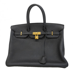 【6ec2889】エルメス ハンドバッグ バーキン35 トリヨンクレマンス ブラック ゴールド金具 □O刻印【中古】レディース