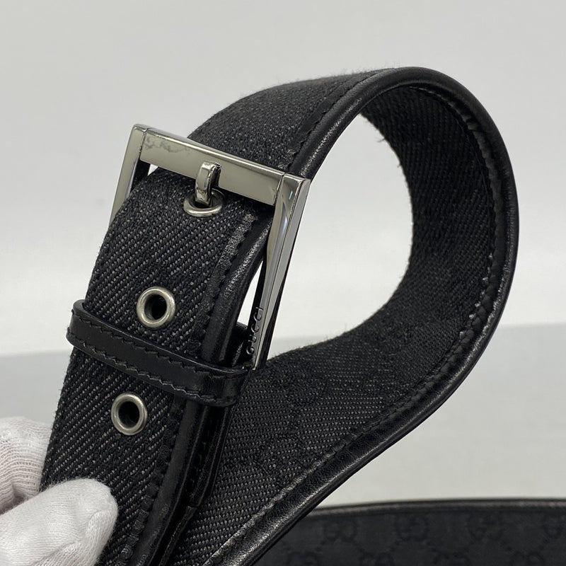 【6ec2915-k】グッチ ショルダーバッグ 90656 デニム ブラック シルバー金具【中古】レディース
