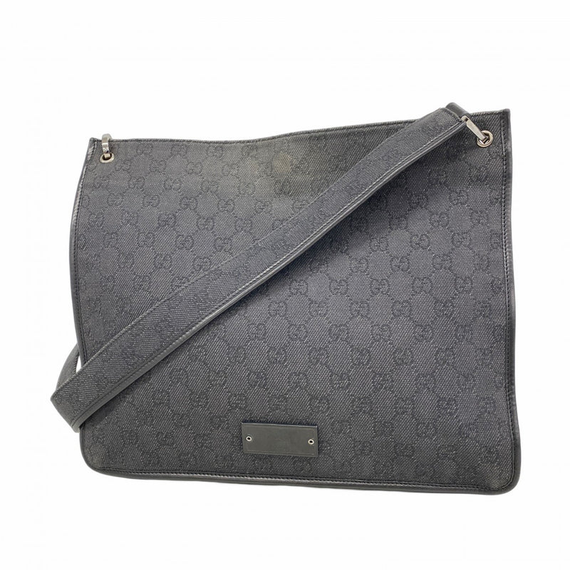 【6ec2915-k】グッチ ショルダーバッグ 90656 デニム ブラック シルバー金具【中古】レディース