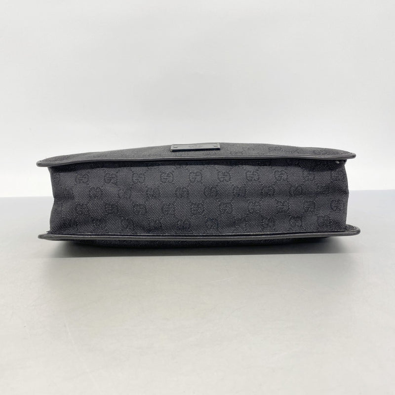 【6ec2915-k】グッチ ショルダーバッグ 90656 デニム ブラック シルバー金具【中古】レディース