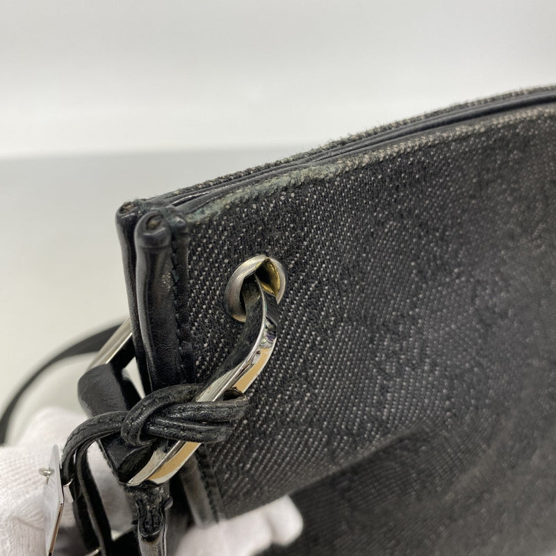 【6ec2915-k】グッチ ショルダーバッグ 90656 デニム ブラック シルバー金具【中古】レディース