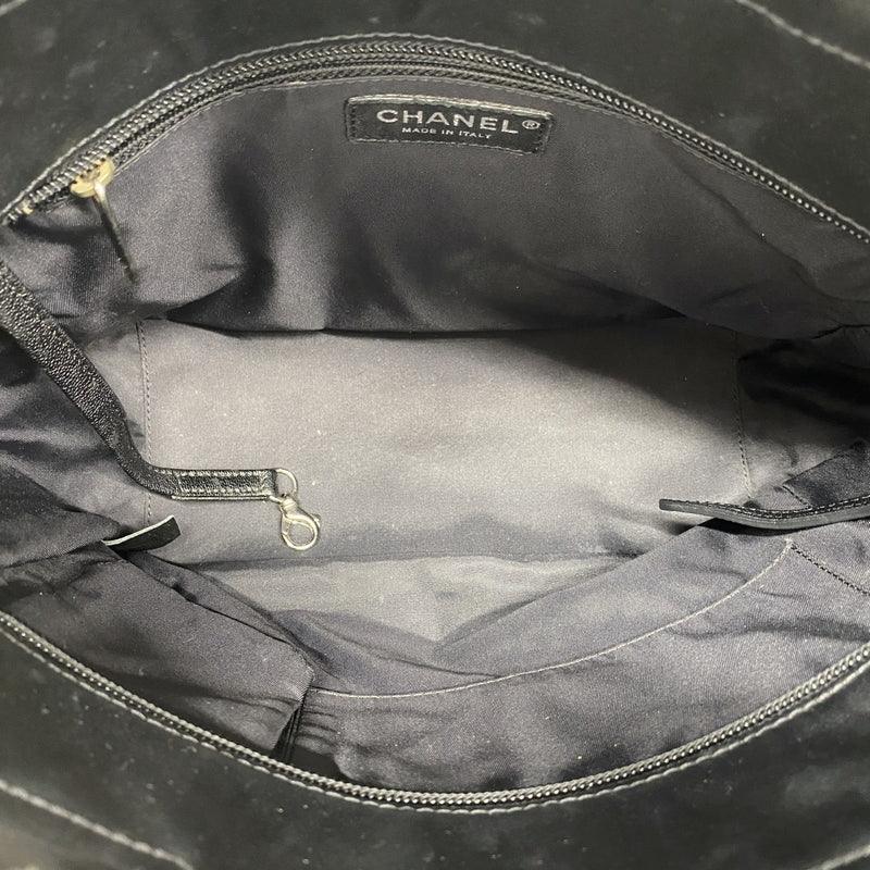 【6ec2931-k】シャネル トートバッグ パリビアリッツ キャンバス ブラック シルバー金具【中古】レディース
