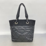 【6ec2931-k】シャネル トートバッグ パリビアリッツ キャンバス ブラック シルバー金具【中古】レディース