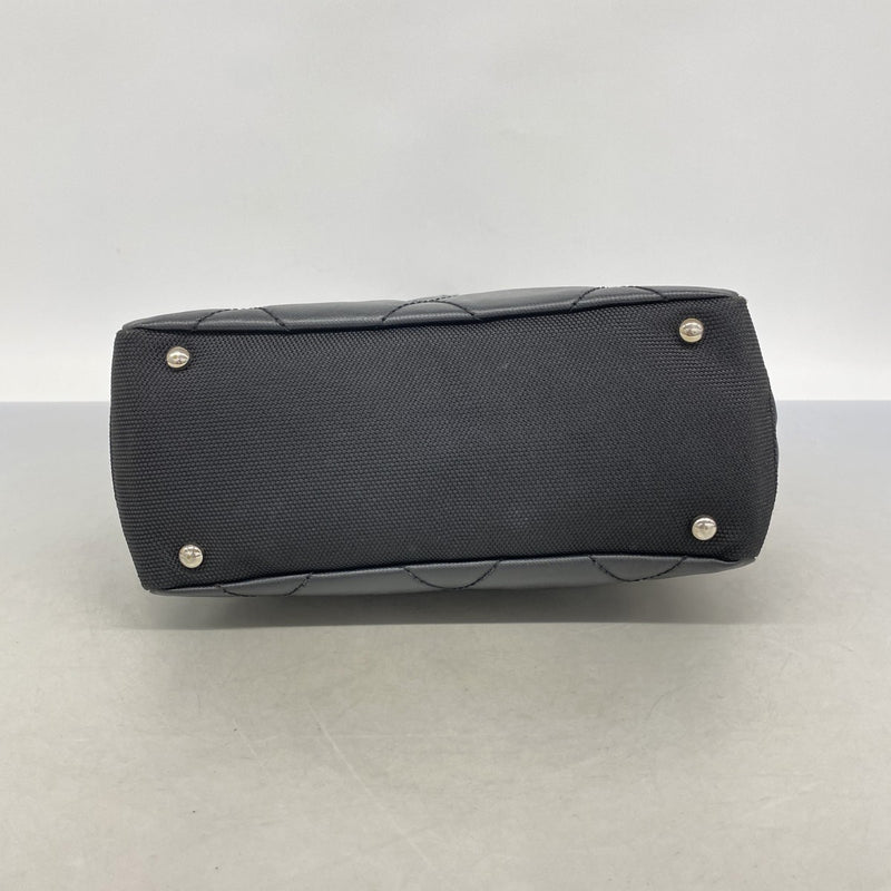 【6ec2931-k】シャネル トートバッグ パリビアリッツ キャンバス ブラック シルバー金具【中古】レディース