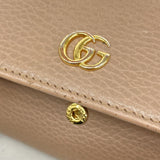 ★在庫処分【6ec2989-k】グッチ 長財布 GGマーモント 456116 レザー ピンクブラウン ゴールド金具【中古】レディース