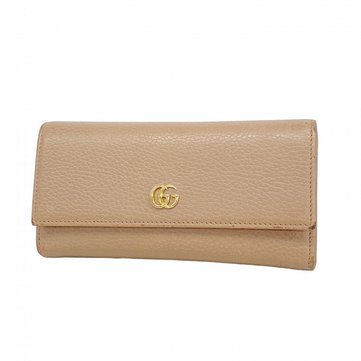 ★在庫処分【6ec2989-k】グッチ 長財布 GGマーモント 456116 レザー ピンクブラウン ゴールド金具【中古】レディース