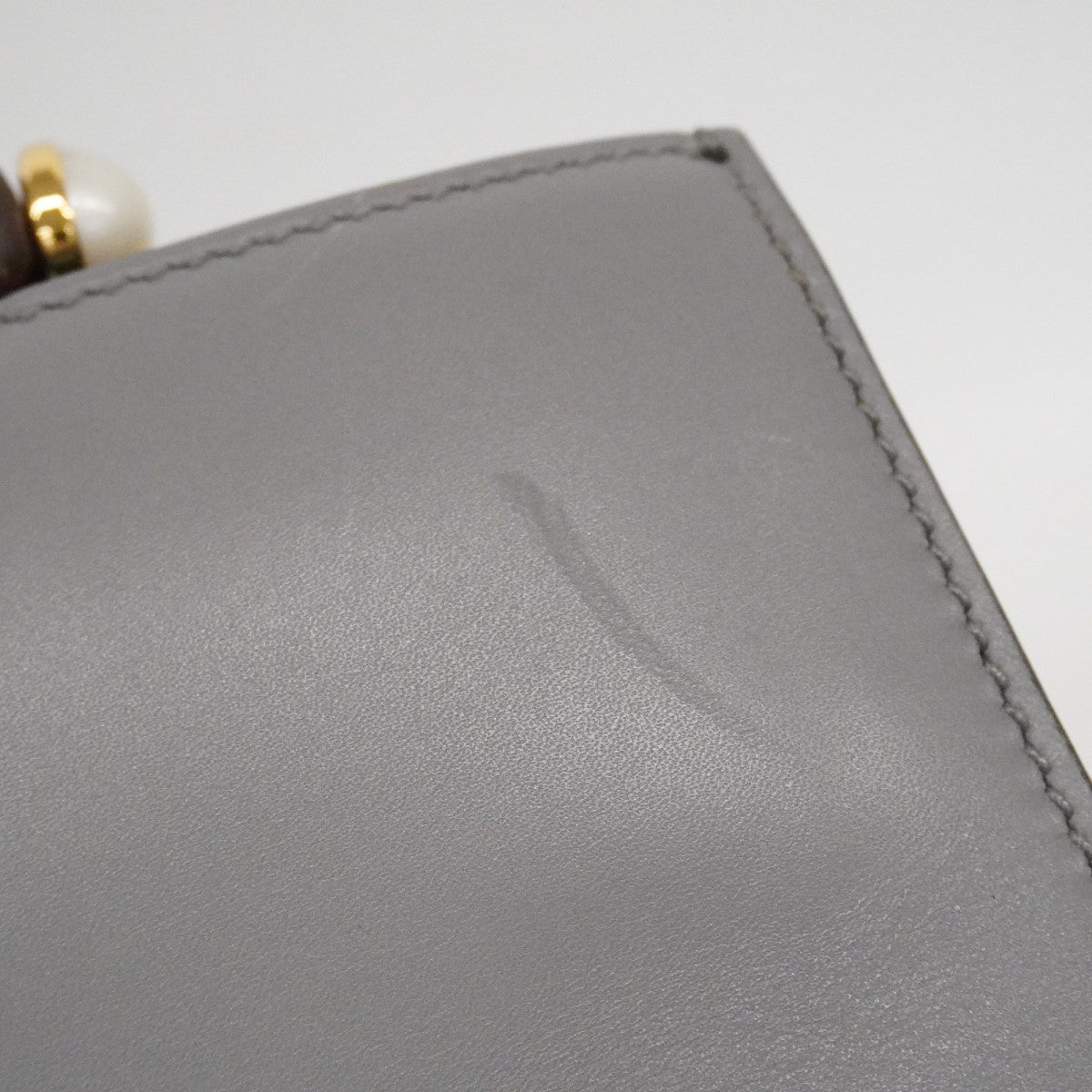 【6ec3004-k】グッチ ハンドバッグ バンブー 459076 レザー グレー ゴールド金具【中古】レディース