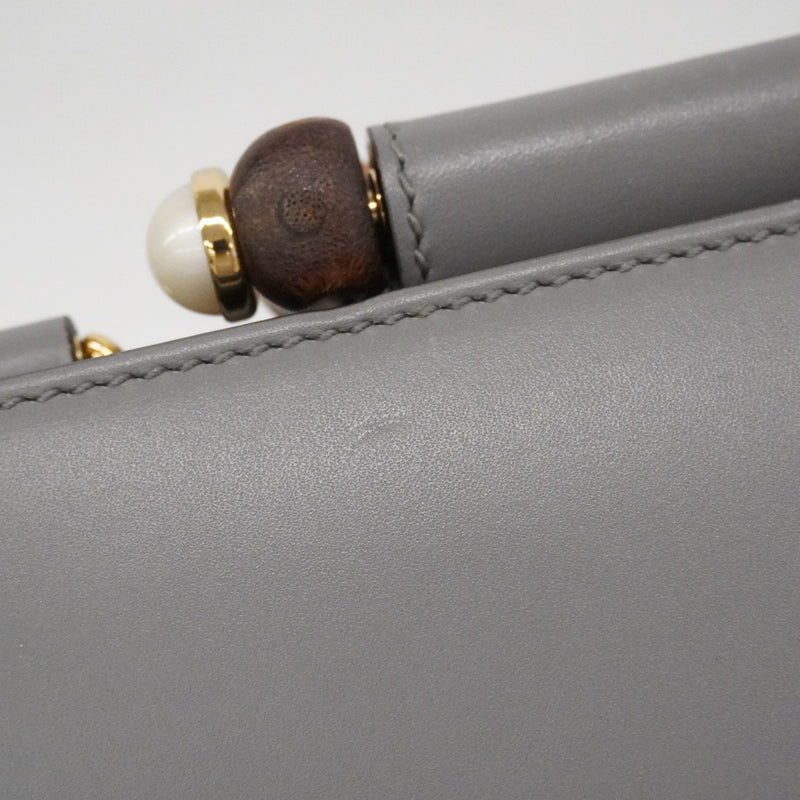【6ec3004-k】グッチ ハンドバッグ バンブー 459076 レザー グレー ゴールド金具【中古】レディース
