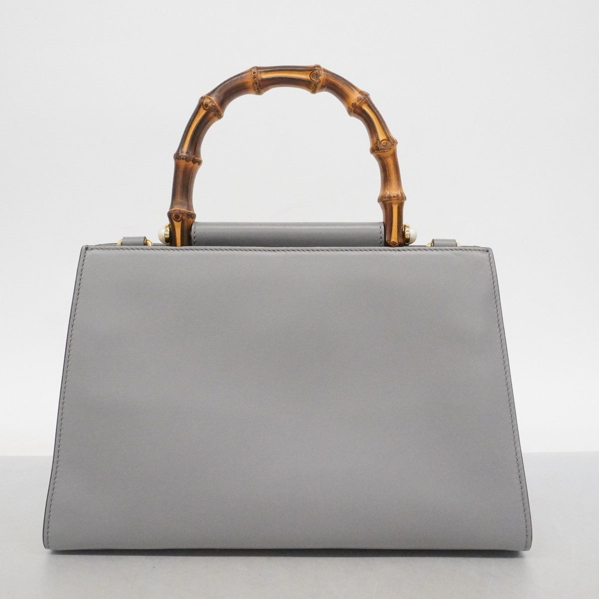 【6ec3004-k】グッチ ハンドバッグ バンブー 459076 レザー グレー ゴールド金具【中古】レディース