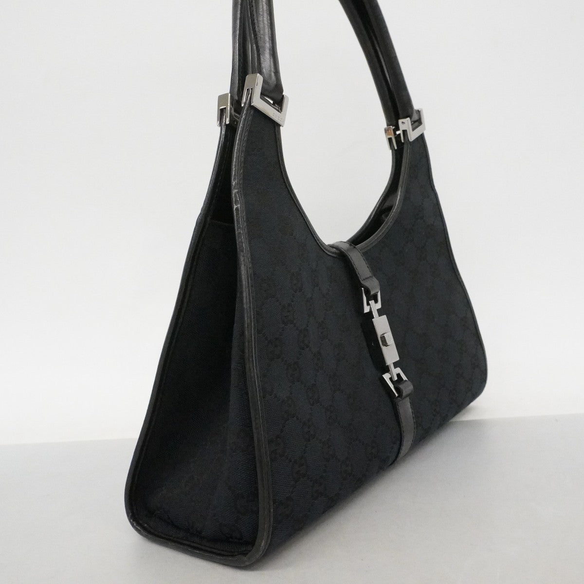 【6ec3094-k】グッチ ハンドバッグ GGキャンバス/ジャッキー 002 1067 キャンバス ブラック シルバー金具【中古】レディース