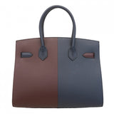 ★SALE【6ec3095-g】エルメス ハンドバッグ バーキンセリエカザック30 ヴォーエプソン ブルーインディゴ/ルージュセリエ/ローズテキサス シルバー金具 U刻印【中古】レディース