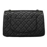 【6ed4282-k】シャネル ショルダーバッグ 2.55/マトラッセ Wフラップ Wチェーン レザー ブラック シルバー金具【中古】レディース