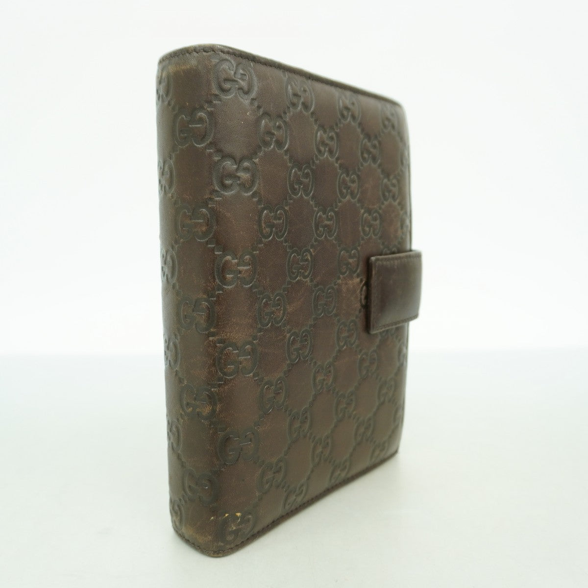 【6ed4357-k】グッチ 手帳カバー グッチシマ 115241 レザー ダークブラウン シャンパンゴールド金具【中古】メンズ レディース ユニセックス
