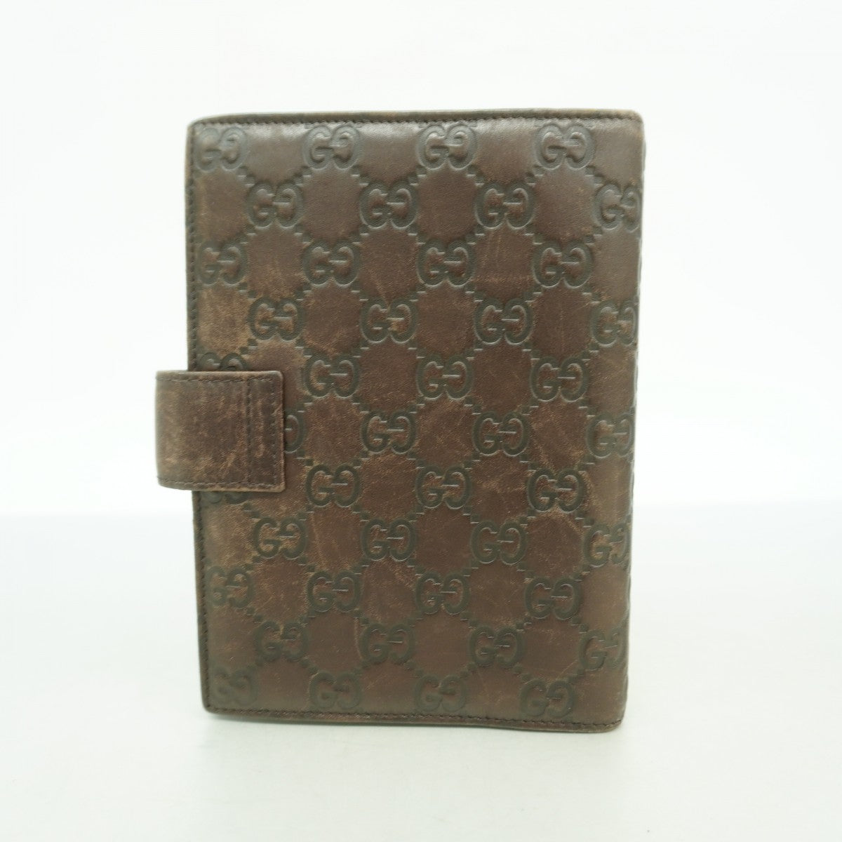 【6ed4357-k】グッチ 手帳カバー グッチシマ 115241 レザー ダークブラウン シャンパンゴールド金具【中古】メンズ レディース ユニセックス
