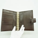 【6ed4357-k】グッチ 手帳カバー グッチシマ 115241 レザー ダークブラウン シャンパンゴールド金具【中古】メンズ レディース ユニセックス