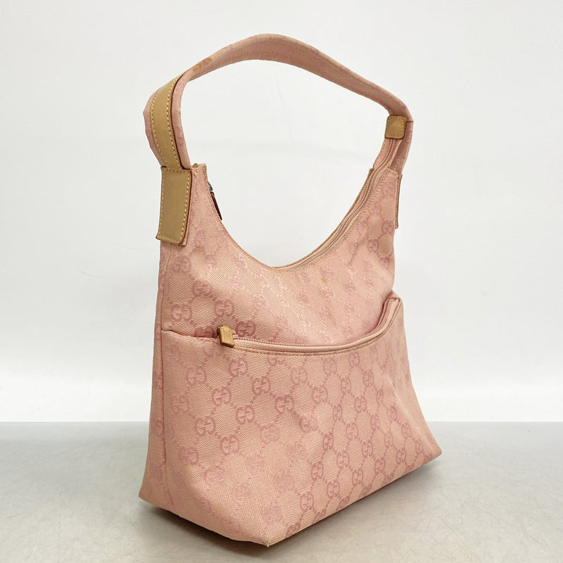 【6ed4370-k】グッチ ショルダーバッグ GGキャンバス 001 3386 キャンバス ピンク シルバー金具【中古】レディース