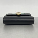 【6ed4392-k】グッチ 三つ折り財布 シェリーライン 476081 レザー ブラック ゴールド金具【中古】レディース