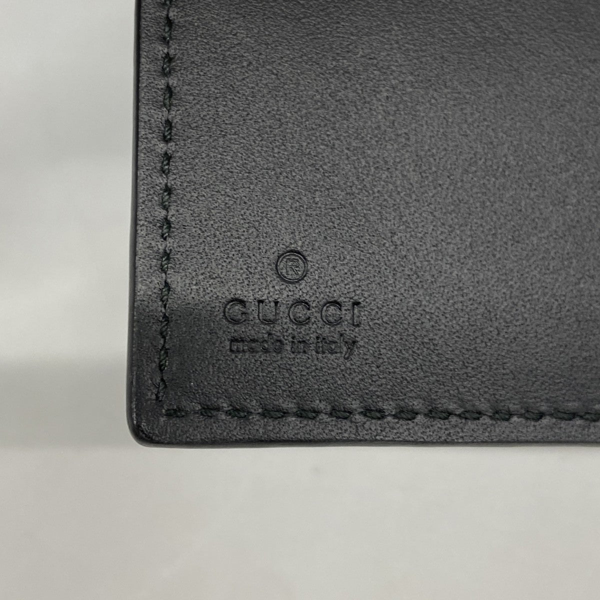 【6ed4392-k】グッチ 三つ折り財布 シェリーライン 476081 レザー ブラック ゴールド金具【中古】レディース