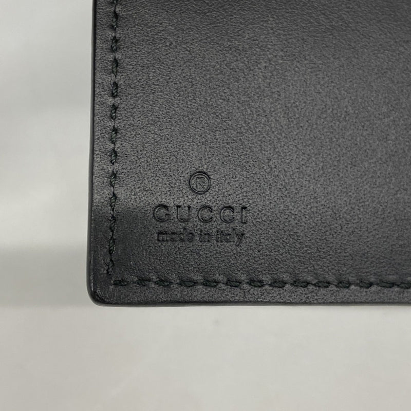 【6ed4392-k】グッチ 三つ折り財布 シェリーライン 476081 レザー ブラック ゴールド金具【中古】レディース