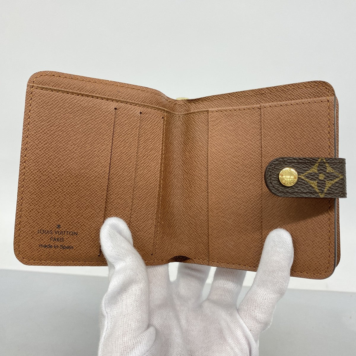 【6ed4437】ルイヴィトン 財布 モノグラム コンパクトジップ M61667 ブラウン【中古】レディース