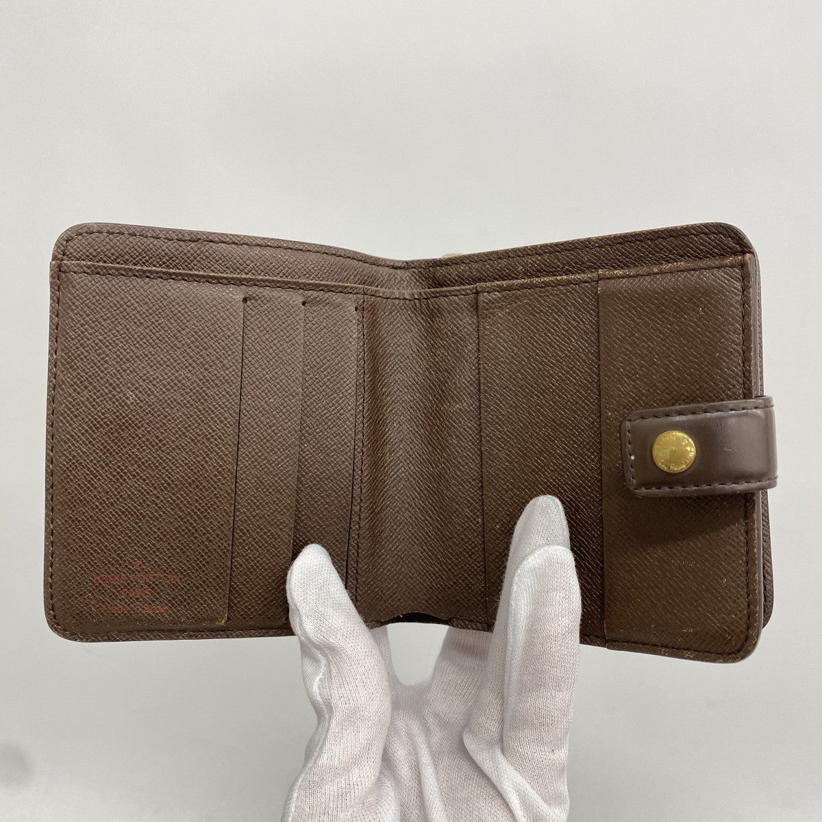 【6ed4603】ルイヴィトン 財布 ダミエ コンパクトジップ N61668 エベヌ【中古】レディース