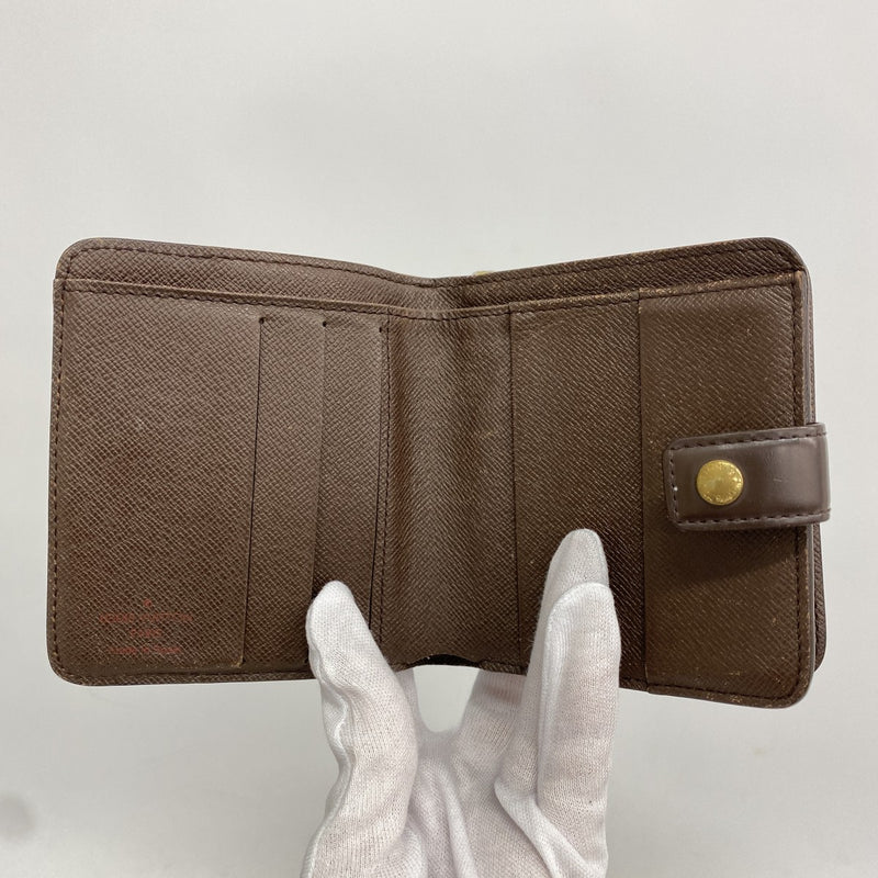 【6ed4603】ルイヴィトン 財布 ダミエ コンパクトジップ N61668 エベヌ【中古】レディース