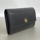 【6ed4643】グッチ 長財布 GGマーモント 456116 レザー ブラック ゴールド金具【中古】レディース