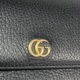 【6ed4643】グッチ 長財布 GGマーモント 456116 レザー ブラック ゴールド金具【中古】レディース