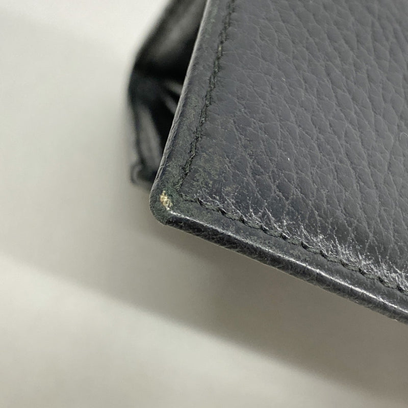 【6ed4643】グッチ 長財布 GGマーモント 456116 レザー ブラック ゴールド金具【中古】レディース